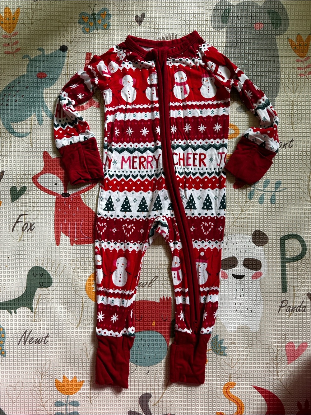 Little Sleepies Red Holiday Snowman Zippy
